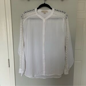 Michael Michael Kors White Button Down Long Sleeve Blouse Large